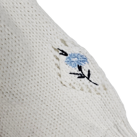 Rachel Zoe Eyelet Floral Embroidered Sweater Cardigan NWT Prairie Cottagecore - Picture 8 of 9